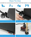 How to use Heavy Duty Furniture Mover Lifter Kit With Extension Bar And Four Wheel Dollies for heavy sofas and cabinets up to 440 lbs.