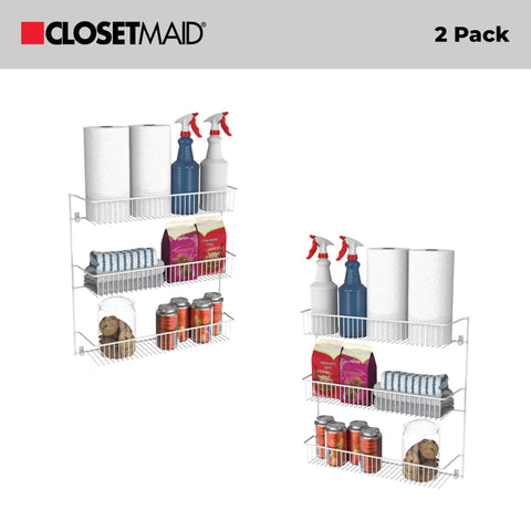 Top Notch 3 Tier Wall Mounted Spice Rack Set Of 2 For Pantry Organization, No Sweat Multipurpose Shelf To Keep Your Laundry Room Tidy, Quick Install White Finish 20 By 19 Inches Width