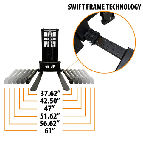 Heavy Duty Semi Electric Wide Leg Pallet Stacker With 3307 Pound Load Capacity And 78 Inch Lift Height Featuring Adjustable Base Frame Legs Built Tough To Haul Serious Weight And Crush Daily Warehouse Grind Made In North America