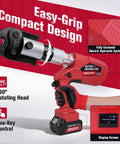 Cordless Copper Pipe Press Tool Kit With Six VUS Jaws For One Half To Two Inch Fittings, 32 kN Press Force, Brushless Motor
