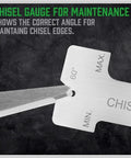 Versatile 16 Piece Punch And Chisel Set with gauge showing chisel angle measurement for maintenance