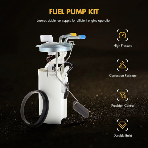 Front view of Beefed Up High Performance Electric Fuel Pump For 2002 2004 Chevy Suburban 1500 LS LT Z71 And GMC Yukon XL 1500 SLE SLT 5.3L V8 With OE Numbers E3560M MU1379 MU1050 67457 P74905M FG0811, showcasing components and features.