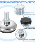 Premium M10 Thread Levelers 4 Pack Adjustable Table Feet featuring a galvanized iron screw and PP-plastic non-slip base.