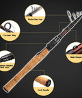 Go To Telescopic Fishing Rod For Spinning And Casting 6 Foot Travel Rod With 24T Carbon Blanks And Solid Carbon Tip Cork Handle