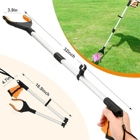 32 Inch Reacher Tool With Lightweight Grabber Ergonomic Handle 360 Degree Rotating Jaw And Magnetic Tip Three And A Half Inch Wide Claw Opening Long Arm Extension For Seniors Great Trash Picker And Hard To Reach Item Grabber