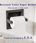 Matte Black Recessed Toilet Paper Holder For Large Rolls Pivoting Wall Mount In Wall 304 Stainless Steel Rustproof Bathroom Accessory