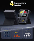 Metronome Tuner 3 In 1 Digital Metronome With Trainer Rhythm Mode For Guitar Bass Violin Ukulele Chromatic Piano And Wind Instruments Rechargeable Portable Practice Buddy DBM100 Black featuring 4 metronome modes and display
