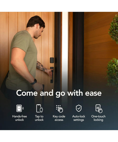 Lockdown Ready Uwb Smart Deadbolt Provides Zero Stress Hands Free Unlock And Smooth Touchscreen Keypad For Crib Safe Security Alongside Sleek Matte Black Hardware