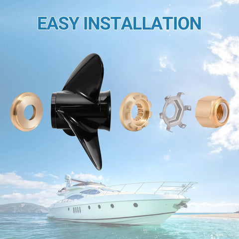 Mercury Outboard Propeller Upgrade Aluminum 13 And A Quarter By 17 15 Spline Tooth Right Hand With Hub Kits Included OEM 48-77344A45 Replacement For 60hp 70hp 80hp 90hp 100hp 115hp 125hp Pro Grade Performance Boost