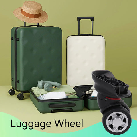 4 Pieces Universal Swivel Left Suitcase Wheel Replacement Black 360 Degree Wheel For Luggage 115W Series W055 with green luggage