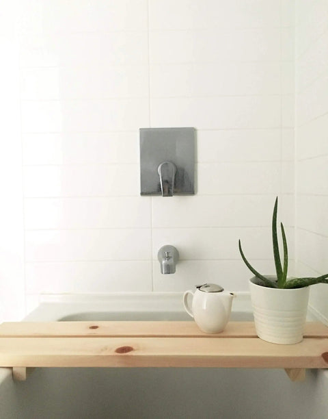 Hinoki Tub Bench Small For Bathroom Must Have, Water Ready Bath Stool Made From Japanese Cypress Hinoki Wood, Stain Resistant
