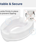 Raised Toilet Seat With Lock 4 Inch Height Heavy Duty Plastic Easy Clean No Tools Required Secure Locking Plate