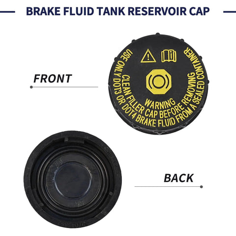 Front and back view of Brake Fluid Tank Reservoir Cap Fits Nissan Rogue 2015-2023 And Rogue Sport 2017-2021 Replacement 46020-4BA0A 460204BA0A Brake Master Cylinder Cap No Brainer Upgrade For Your Ride.