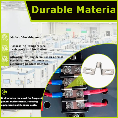 Close-up of Terminal Block Jumper Wires Tension Clip Kit, 10 Pack, 30A Compatible, installed in industrial control panel