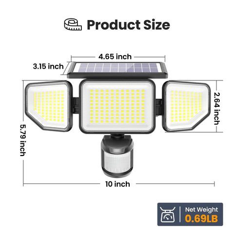 High Power Three Head Outdoor Solar Lights With Remote And Motion Sensor IP65 Weatherproof Flood Lamps For Driveway And Yard Full Blast Brightness To Light Up The Block Rock Solid Build 2 Pack Option