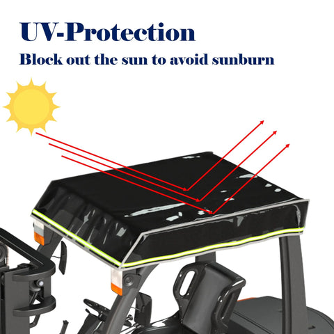 BENVOL forklift top cover, black transparent PVC 0.5mm thick, UV sun protection, 47W x 45L, for 6000lb forklift roof