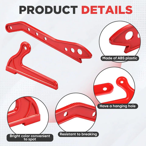 2 Piece Table Saw Push Block And Push Stick Set For Woodworking Safety, red ABS plastic with ergonomic design details