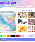 100 Pack Holographic Mylar Resealable Bags 3x3 Inch With Clear Window For Candy Snacks Small Biz Storage Smell Proof Packaging Black Color Great For Giftable Display And Freshness shown with size and items