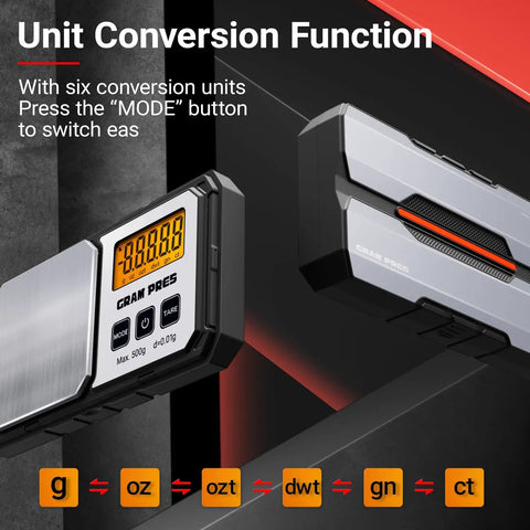 Ultra Portable Digital Gram Scale, 500G Capacity, 0.01G Accuracy, unit conversion function, backlit LCD, pocket size