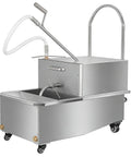 Heavy Duty Restaurant Oil Filter Machine 55L Capacity With 3 Stage Purification System, stainless steel, mobile design with wheels.