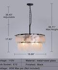 Two-Tier Farmhouse Glass Chandelier With Seeded Glass Shades, adjustable black chain, 17.63'' H x 19.69'' D, metal finish