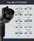 Level 2 Electric Vehicle Charger J1772 40 Amp 240 Volt Home Evse with NEMA 14 50 Plug 25 Ft Cable close-up of charging plug for J1772 EVs.
