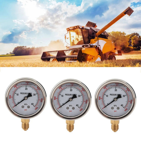 Heavy Duty Excavator Pressure Tester Kit With Easy Install Flexible Tube And Eight Couplings For High Accuracy Pump Testing In Hydraulic Systems, three gauges