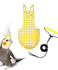 Bird Diaper Harness Flight Suit With 80 Inch Flying Leash For Parrots And Small Birds Includes A Cotton Pad S Size Yellow Checks Ideal For Cockatiel Conure Sun Conure Pet Birds
