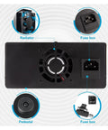 30V 10A Digital Display Adjustable DC Power Supply With Pro Grade Precision Voltage And Current Control For Aging Circuit Testing And Repair Tasks, Built In Overvoltage And Safety Protections For Sensitive Electronics. Rear fan and fuse box view