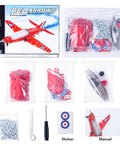 Hands On Airplane Model Kit For Kids And Teens 201 Piece Build Your Own Aircraft Toy STEM Educational Project For Ages 8 12 Clear Manual Kit showing red parts and tools