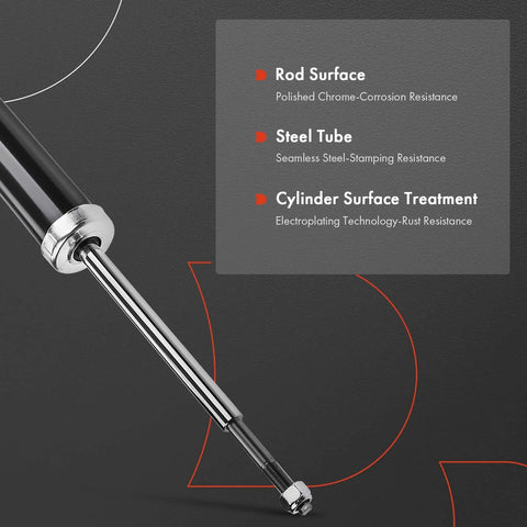 A-Premium rear shock absorber, side view; chrome rod and black cylinder.