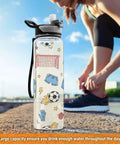 32 Oz Tritan Sports Water Bottle For Gym, Running, Hiking And Travel, BPA Free with Soccer Graphics and Leakproof Straw Lid