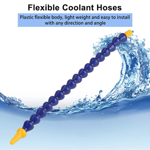 Ultra Flexible Plastic Coolant Pipe Kit For CNC Lathes And Mills with blue hose and water background