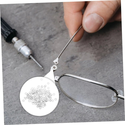 200 Pcs Eyewear Rimless Glasses Washers Cushions Gaskets For Quick Repairs Versatile Eyeglass Frame Accessories shown in use