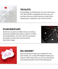 Text description of tee slots, sweat stain resistance, and bill magnet features of Dope Custom Golf Hat With Tee Holder And Ball Marker.