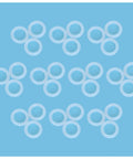 Dope Silicone O Rings Set 30 Pack 5mm Outer Diameter 2mm Inner Diameter 1.5mm Width VMQ Seal Gasket for Wide Sealing Applications Non Toxic Antistatic Waterproof Heat Resistant White, white silicone O rings arranged on blue background