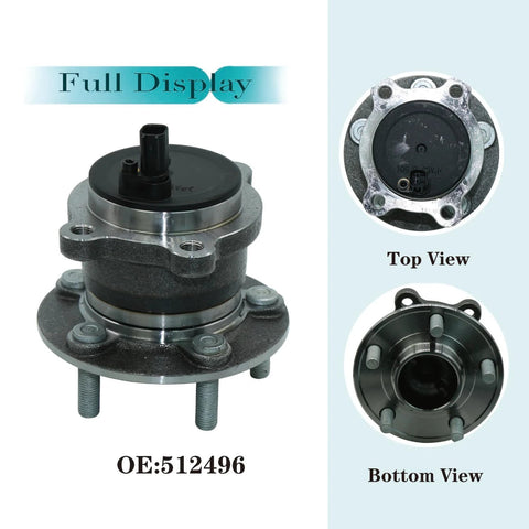 Rear Wheel Hub Bearing Assembly For Ford Escape 2013 2019 C Max 2013 2018 And Lincoln MKC 5 Lug With ABS Sensor shown in top and bottom views