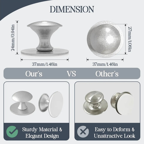 No Drill Self Stick Cabinet Knobs Set Of 4 In Silver Stainless Steel For Dresser Drawers Medicine Cabinets Cupboards Glass Doors And Terrarium Lids Easy Install No Tools Needed Money Saving Time Saving, 37mm knob dimensions