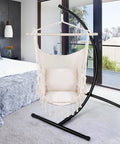Hammock Chair With Rope Swing, Macrame Boho Hanging Chair With 2 Cushions for Indoor and Outdoor Living in bedroom setting