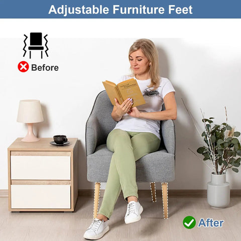 Heavy Duty Adjustable Leveling Feet Set For Furniture And Cabinets M6 M8 M10 Threaded Metal Table Leg Levelers in use on chair