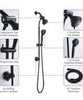 Diagram of Oil Rubbed Bronze 2 In 1 Shower Head Set With Liftable Handheld 5 Functions Dual Shower Heads 60 Inch Hose