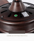 Top Shelf Nordic Wood Ceiling Fan Chandelier With Remote Control detailed view of bronze motor and control panel.