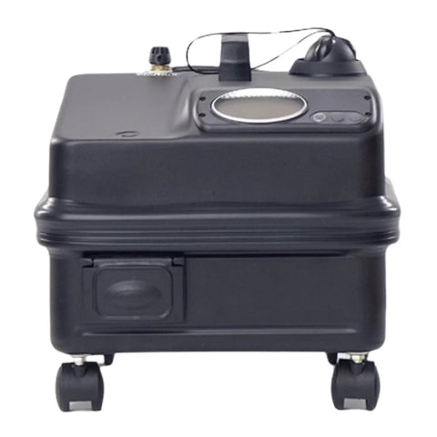 Heavy Duty Commercial Steam Cleaner With 90 Psi And 325 Degrees Dual Boiler Setup For Continuous Refill side view with wheels.