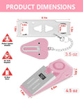 Product dimensions of Pocket Door Lock And Alarm Dual Protection For Hotels And Travel Stays Pink Portable Door Stop Self Defense Tool