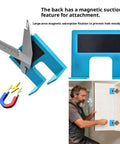 Magnetic Door Hinge Jig No Drill Installation And Precise Alignment Adjustable Guide for hinge cutting and door setup, close-up view.