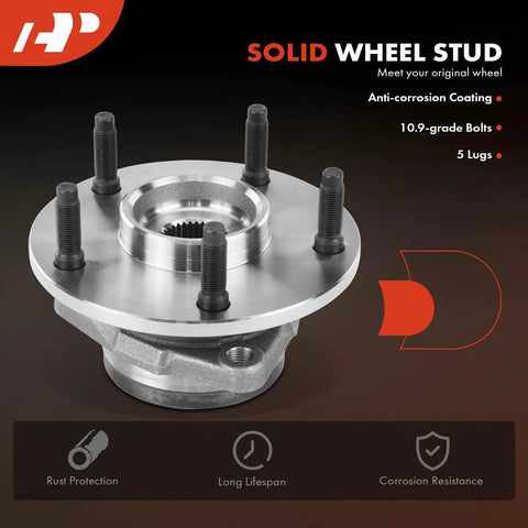Two Front Wheel Bearing And Hub Assembly Fits Dodge Ram 1500 1994 1999 5 Lug 4WD With Rear ABS Durable Heavy Duty Direct Fit Bolt On Replacement