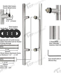 Heavy Duty 304 Stainless Steel Ladder Style Door Pull Handle Built Tough 36 Inch back-to-back handle on glass door