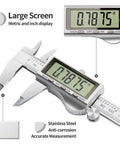 Digital Caliper 6 Inch Stainless Steel Electronic Calipers With Large LCD Display Inch To Millimeter Conversion and inch reading.