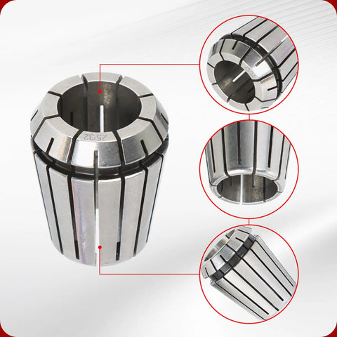 ER32 Collet Set 25Pcs For CNC Milling Lathe Engraving Tool Kit, Pro Grade Spring Steel Precision Collets, close-up details