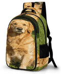 Grass Retriever Printed Backpack For Men And Women, unisex daypack with durable polyester and smooth zipper, golden retriever design